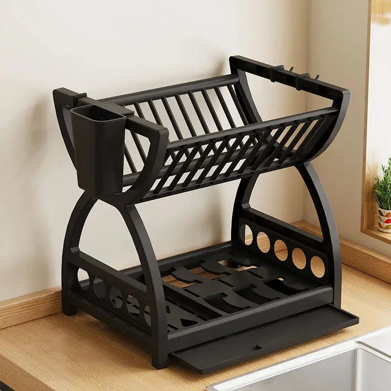 Eco-Friendly Pull-Out Kitchen Storage Rack with Double Layer Design