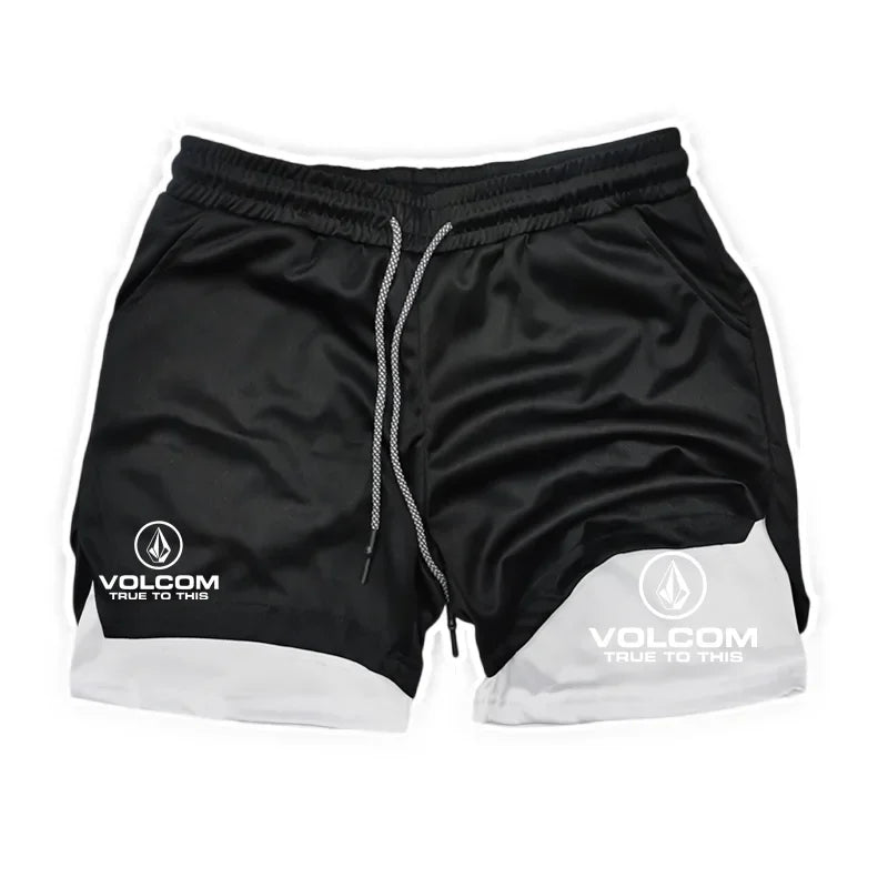 Best-selling VOLCOM men's 2-in-1 2026 running shorts fitness shorts fashionable casual sports shorts best-selling fitness shorts