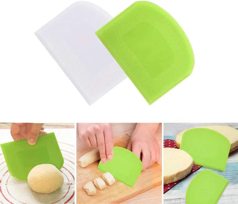 Eco-Friendly Plastic Dough Scraper Set - Flexible Baking Tool 4-Pack