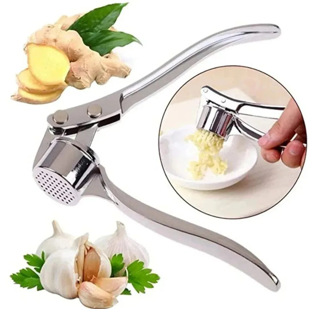 Stainless Steel Garlic & Ginger Press - Easy Clean Kitchen Gadget