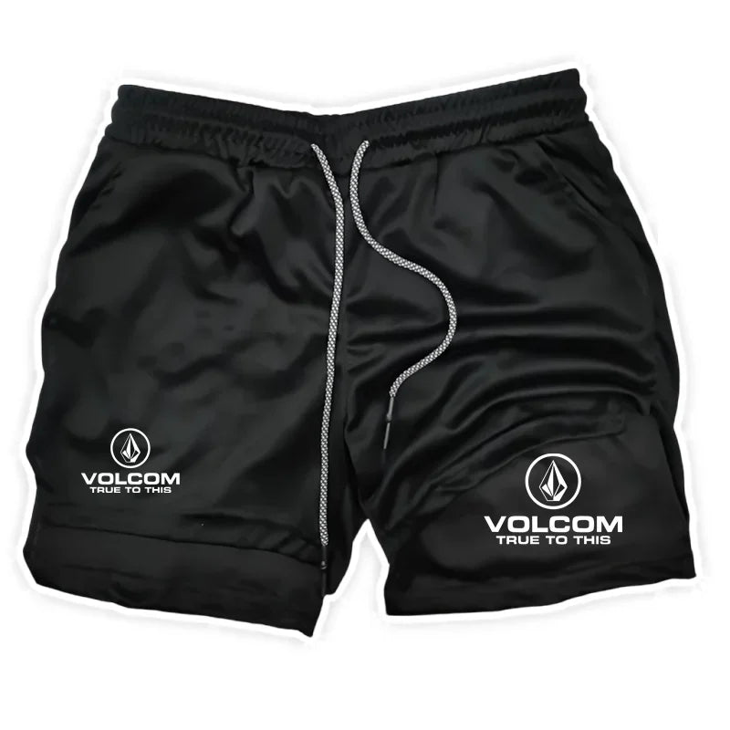 Best-selling VOLCOM men's 2-in-1 2026 running shorts fitness shorts fashionable casual sports shorts best-selling fitness shorts
