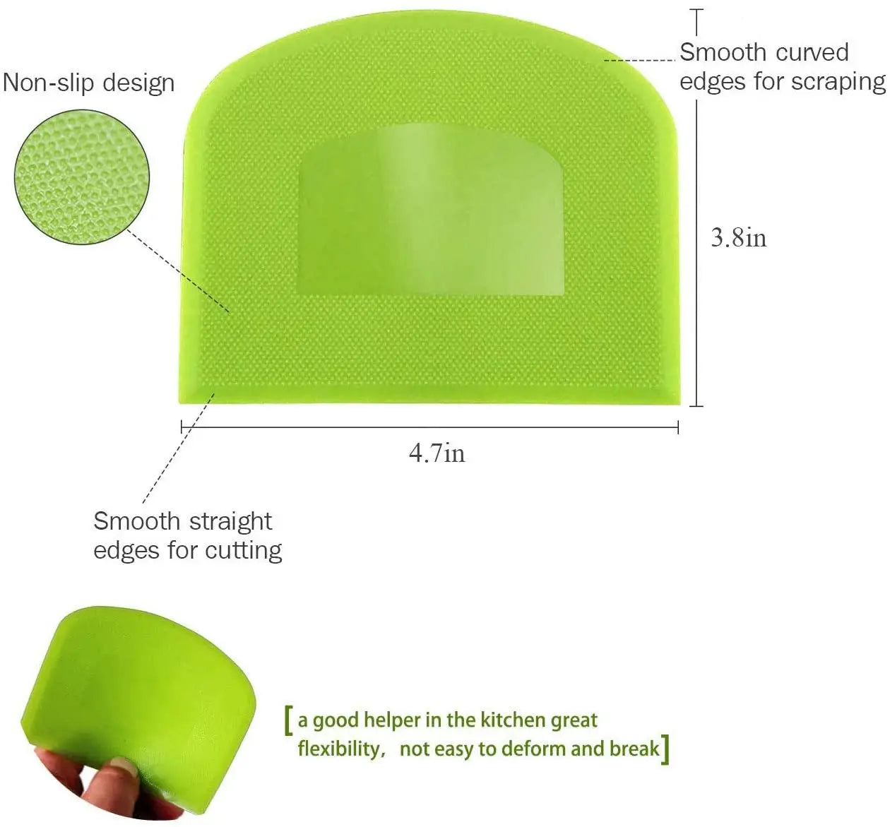 Eco-Friendly Plastic Dough Scraper Set - Flexible Baking Tool 4-Pack