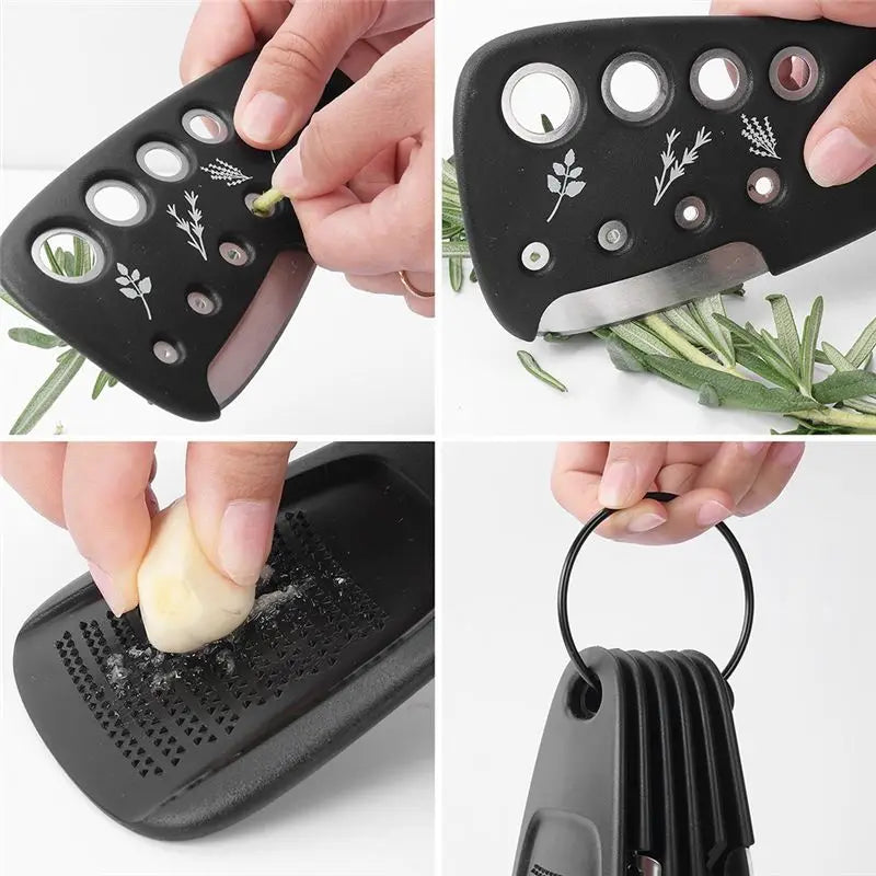 A36T-Kitchen Gadgets Set, Space Saving, Cheese Grater, Bottle Opener, Fruit Vegetable Peeler, Pizza Cutter, Garlic Grinder