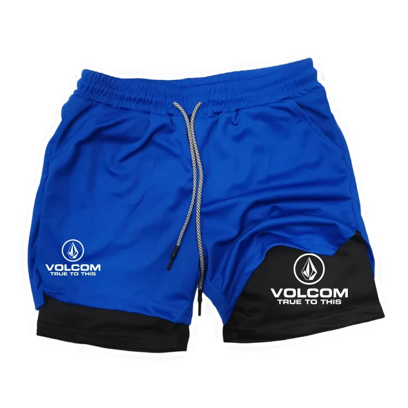 Best-selling VOLCOM men's 2-in-1 2026 running shorts fitness shorts fashionable casual sports shorts best-selling fitness shorts