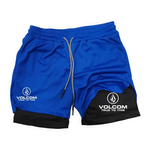 Best-selling VOLCOM men's 2-in-1 2026 running shorts fitness shorts fashionable casual sports shorts best-selling fitness shorts