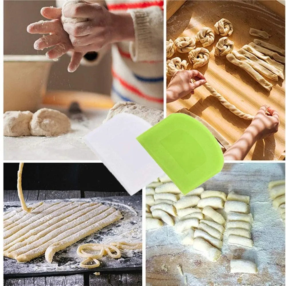 Eco-Friendly Plastic Dough Scraper Set - Flexible Baking Tool 4-Pack