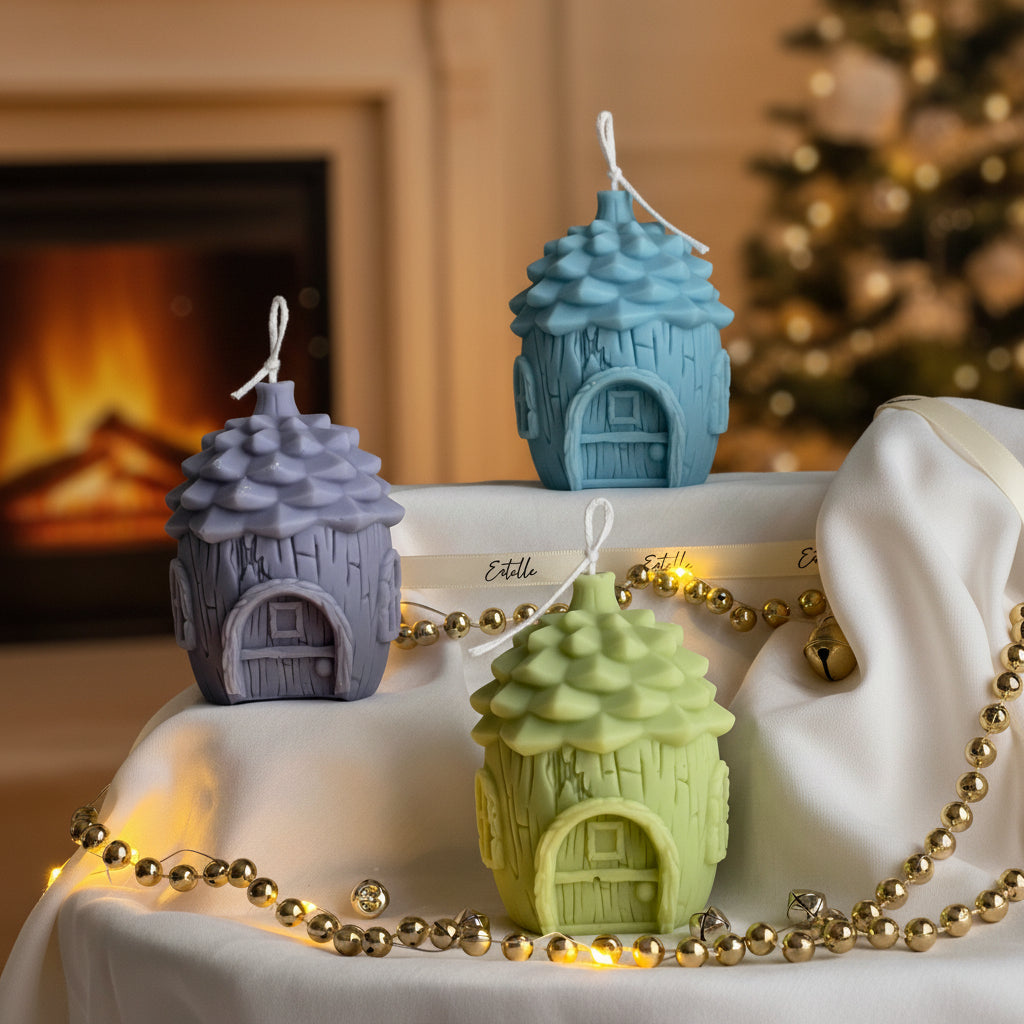 Pine Cone House Candle: Handmade Soy Christmas Decor